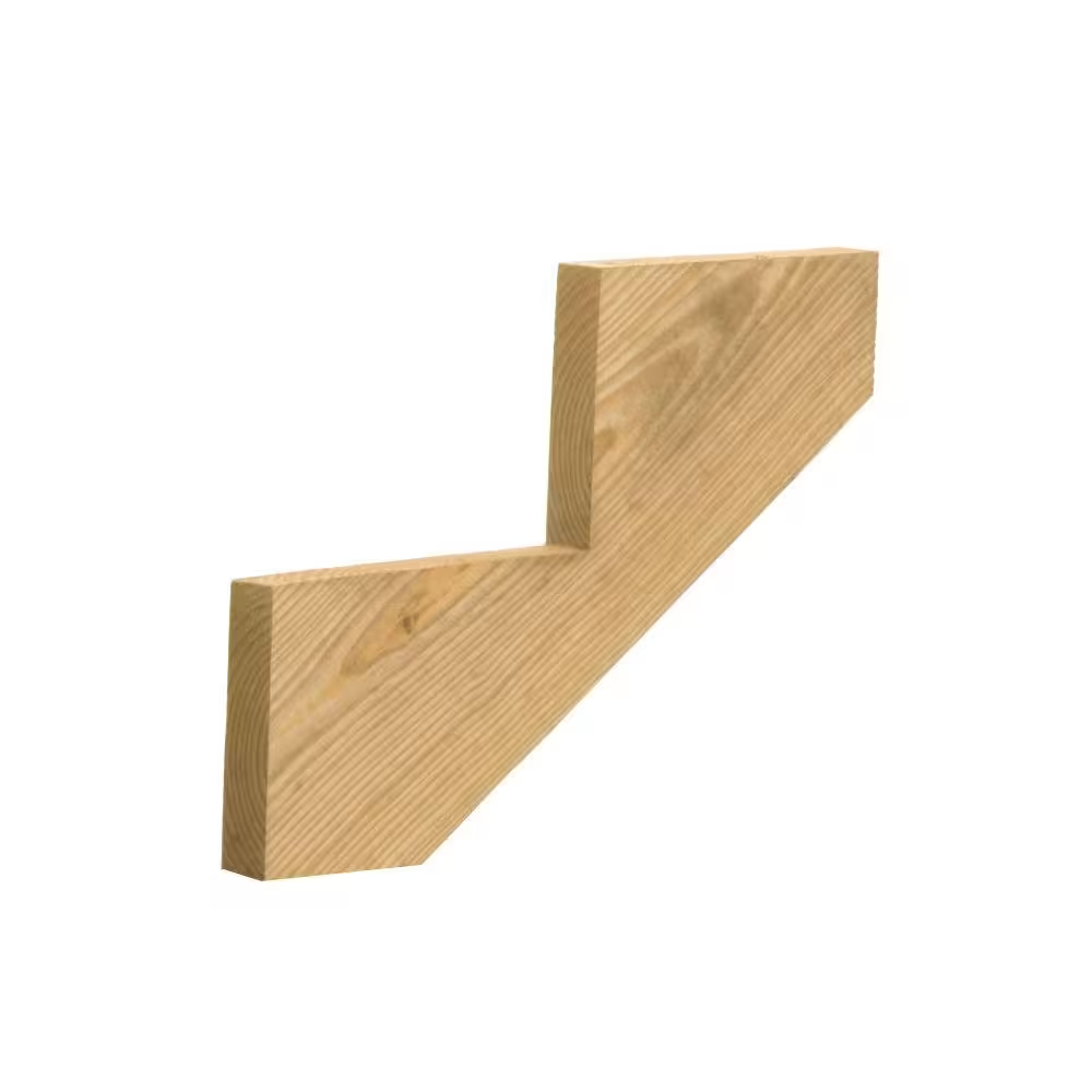 Precut wooden 2-step stair stringer for easy staircase construction