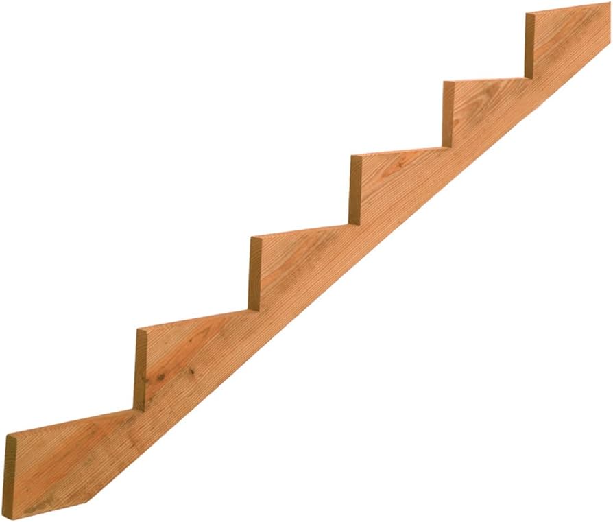 6-step pressure-treated pine stair stringer for outdoor deck and landscape construction, ground contact rated