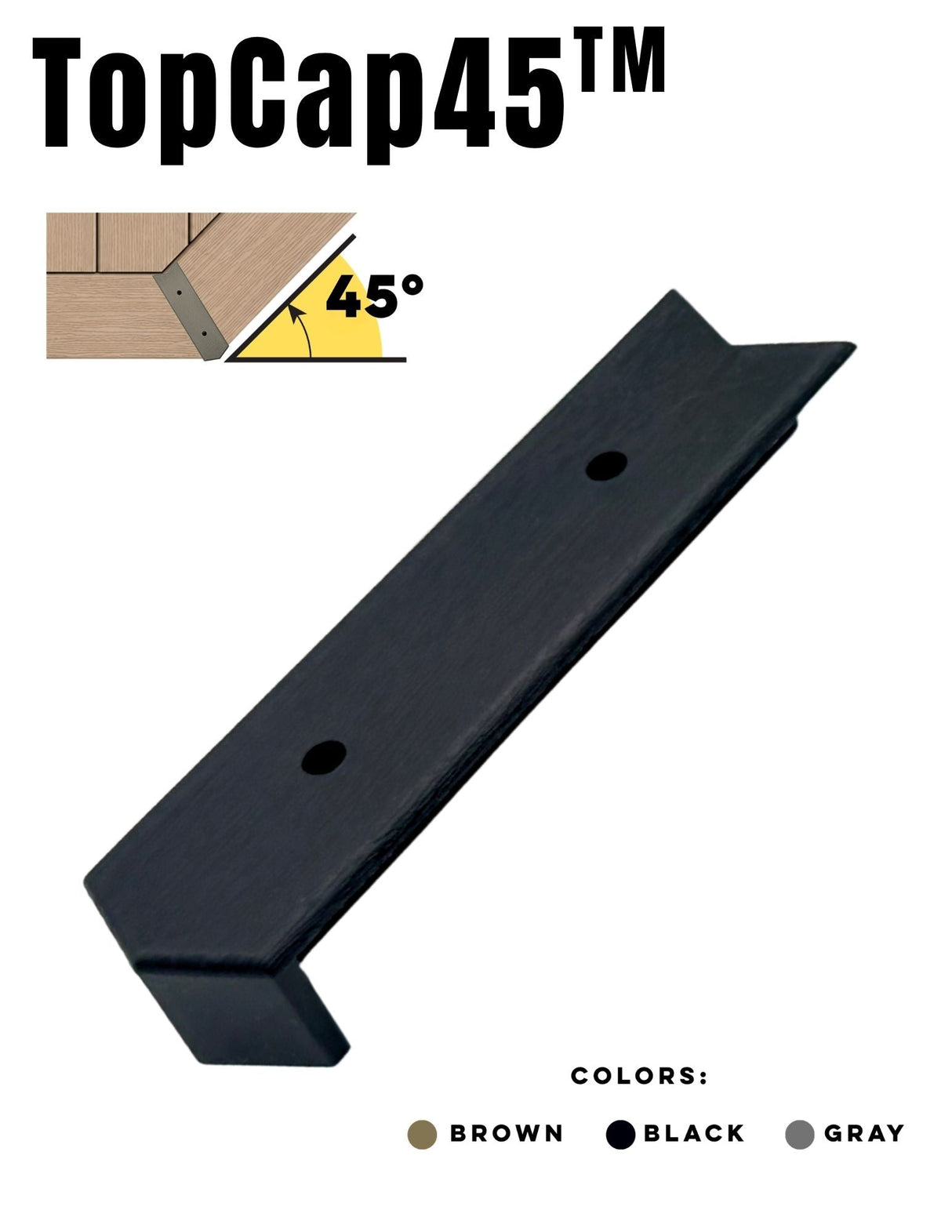 GapCap TopCap 45 deck gap cover in Black