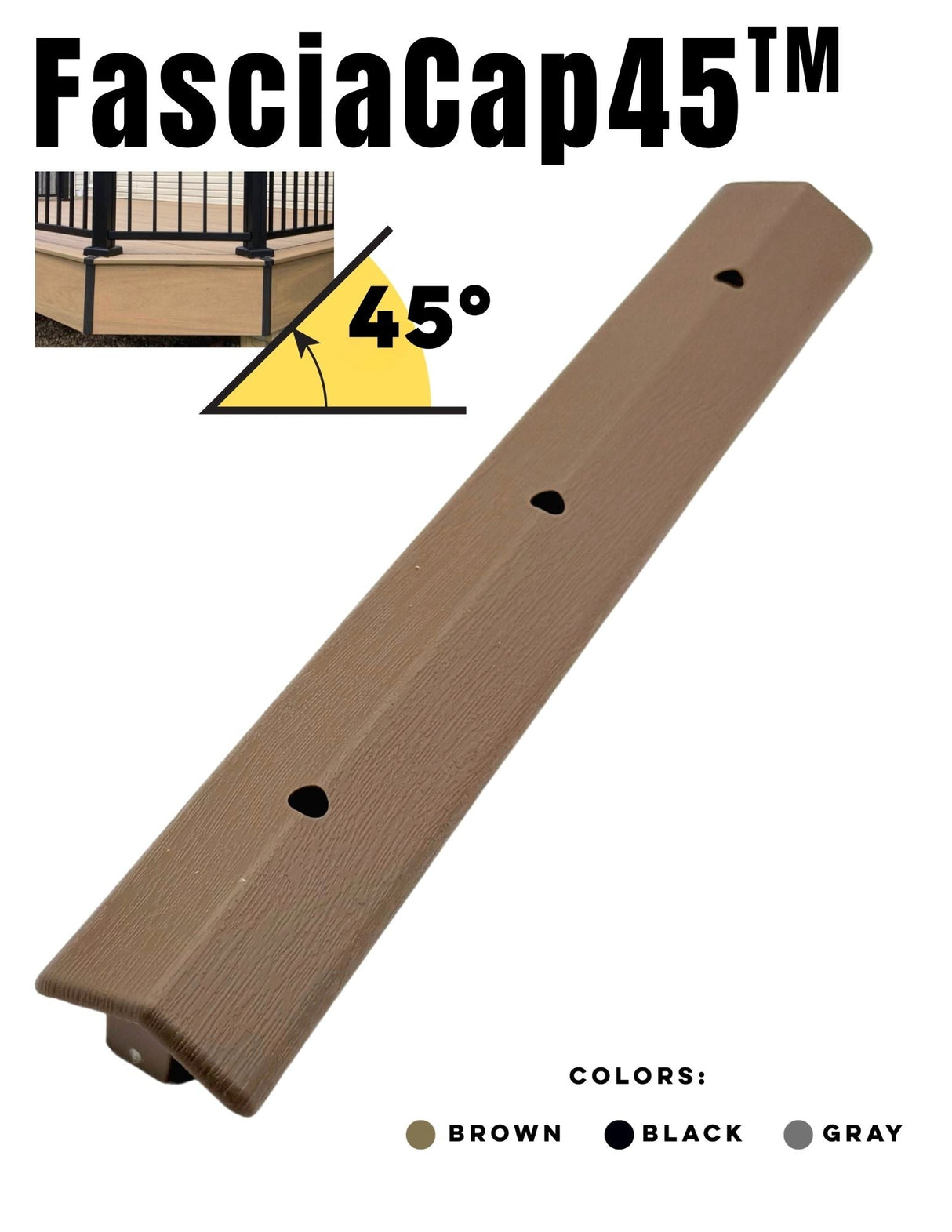 GapCap FasciaCap 45 deck gap cover in Brown