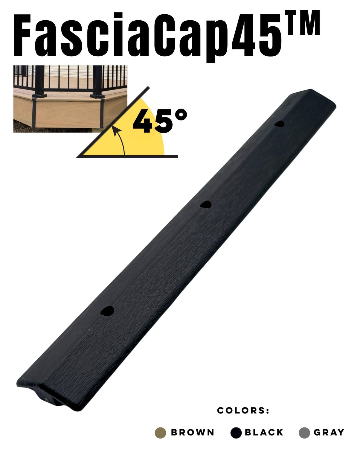 GapCap FasciaCap 45 deck gap cover in Black