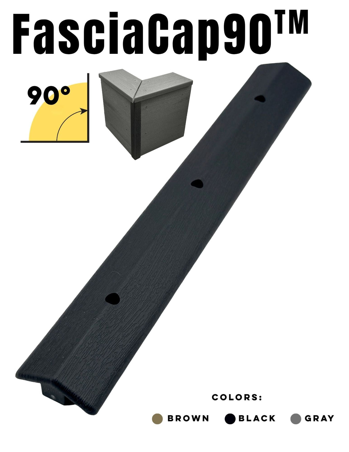 GapCap FasciaCap 90 deck gap cover in Black
