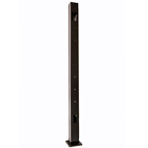 Vista 36-inch Cable Rail Bottom Stair Post with blank design and textured black finish, made of durable aluminum for stair applications