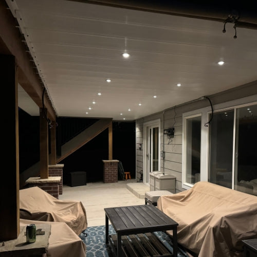 Illuminated Underdeck with ZipUp LumaDome LV Lights, Enhancing Outdoor Living Space