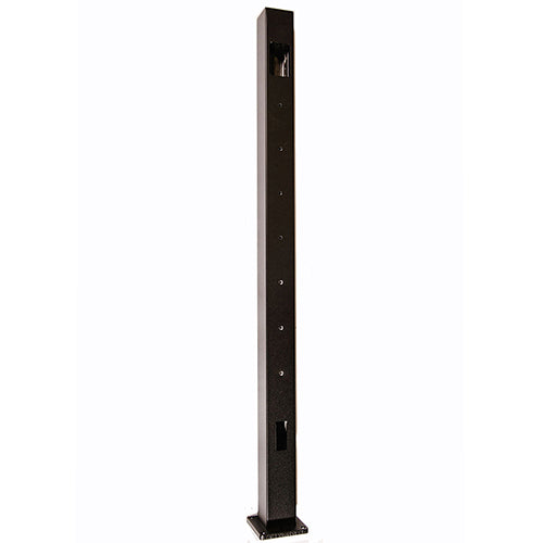 Vista - Poste inferior para escalera con riel para cables de 36", recto, texturizado, negro