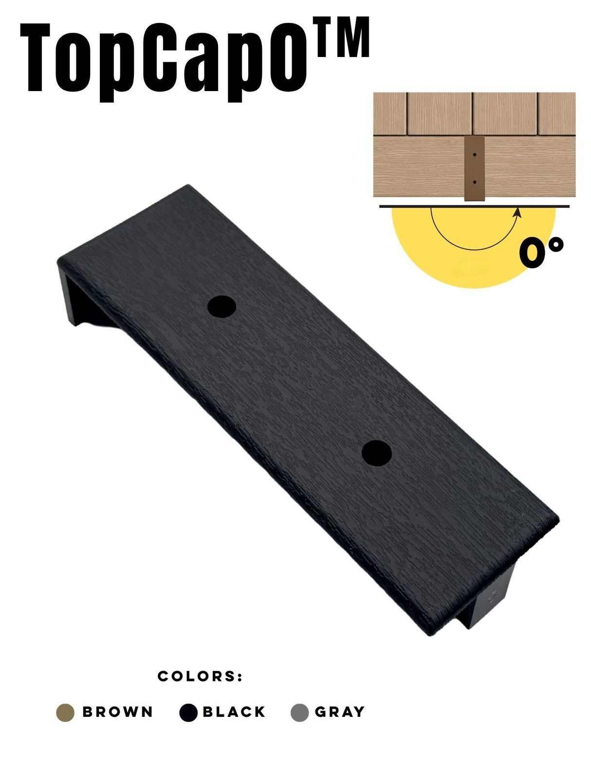 GapCap TopCap 0 deck gap cover in Black