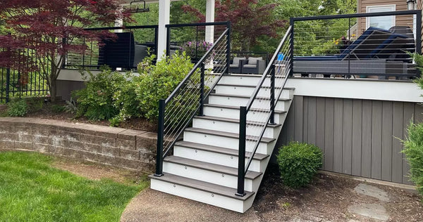 Vista Poteau d'escalier supérieur à rail de câble de 36 po droit texturé noir